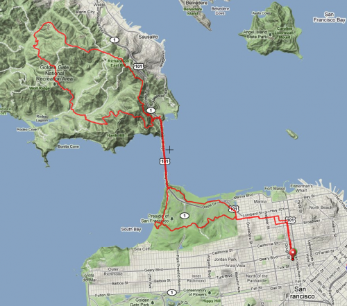  April 2011 solo marathon route map 