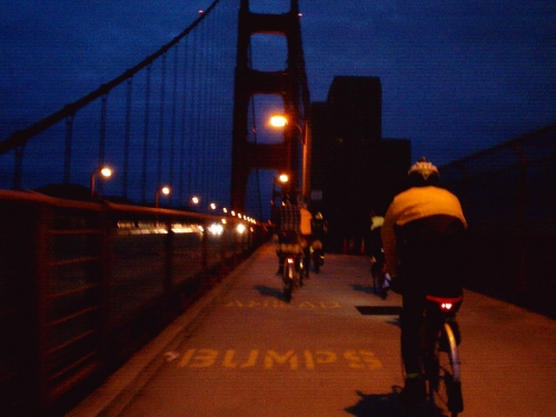 Riding into the Sunsrise on the Golden Gate