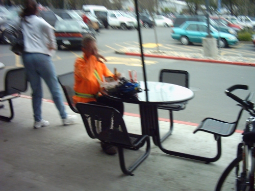   Tim H. enjoys lunch at the Healdsburg Safeway  